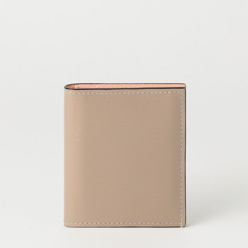 スナップタイプ二つ折りミニウォレット BEIGE*PINK