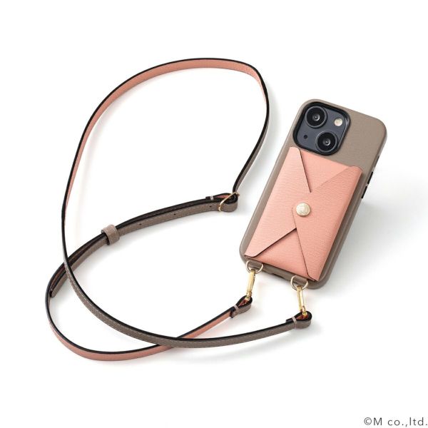 極美品 ラルコバレーノ 14pro ショルダーストラップ付 iPhoneケース-