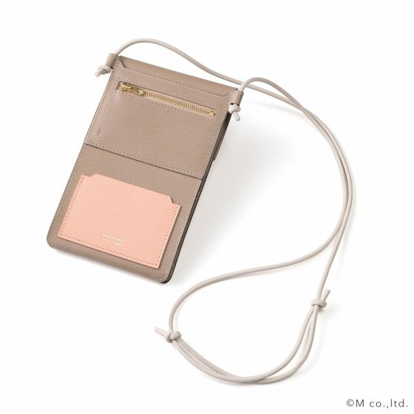 フラップショルダーウォレット BEIGE*PINK