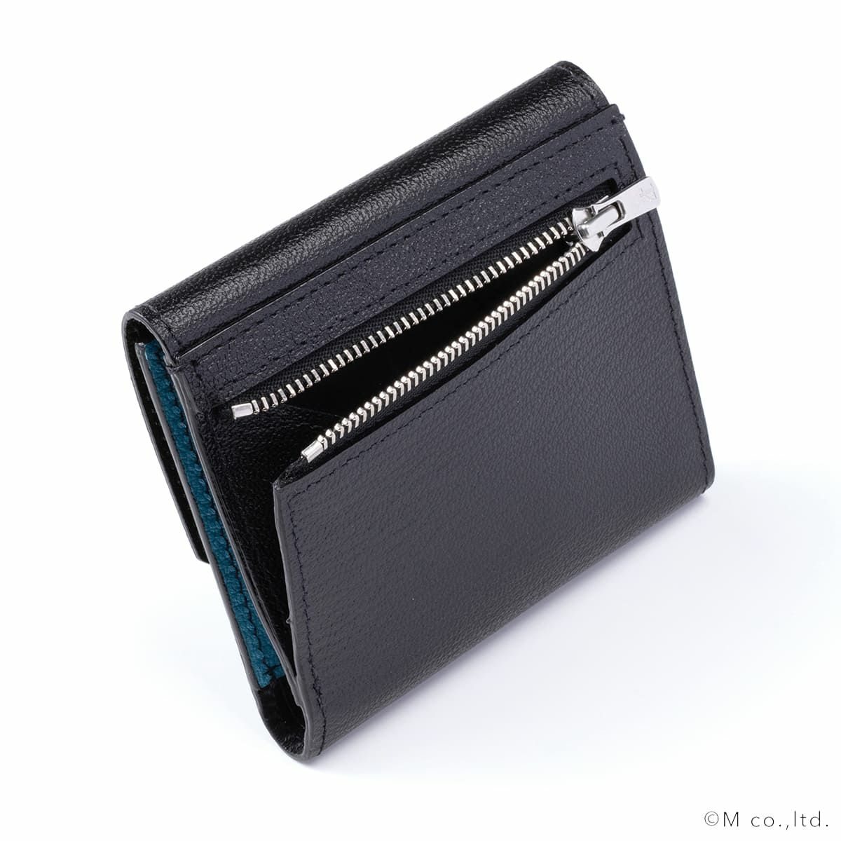 フラップ三つ折りウォレット BLACK*TURQUOISE | ラルコバレーノ公式通販