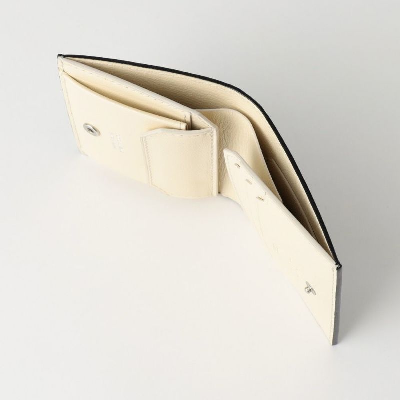 スナップタイプ二つ折りミニウォレット NAVY*WHITE